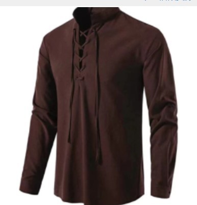 Medieval Gothic Lace Up Pirate Shirt - Kemeja Bajak Laut Pria Viking Retro