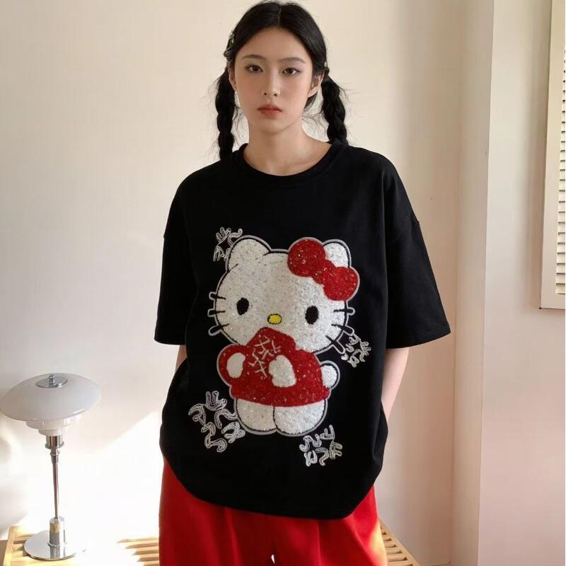 T-Shirts - Kaus Bordir Handuk Berpayet Kartun Gaya