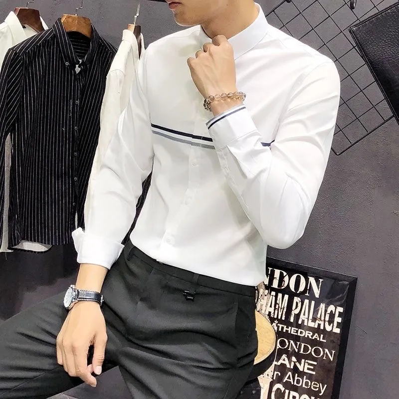 Mandarin Collar Formal Shirt Slim Fit - Kemeja Pria Kerah Mandarin Lengan Panjang