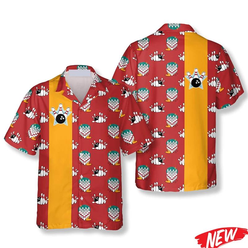 Short Sleeve Bowling Shirt Retro - Kemeja Hawaii Pola Bowling Klasik untuk