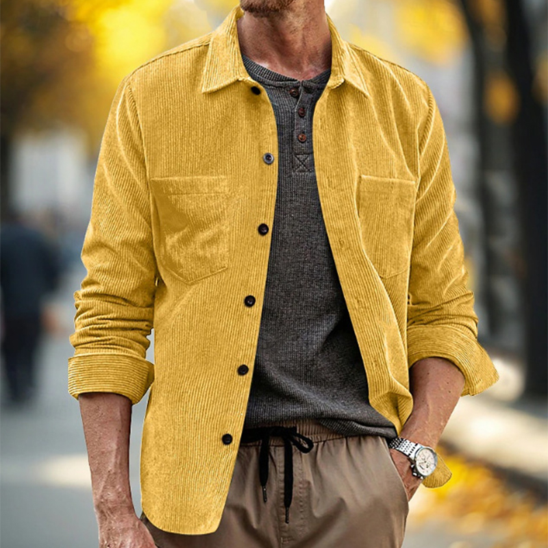 Corduroy Button Up Shirt Men - Kemeja Korduroi Vintage Pria Santai Harian