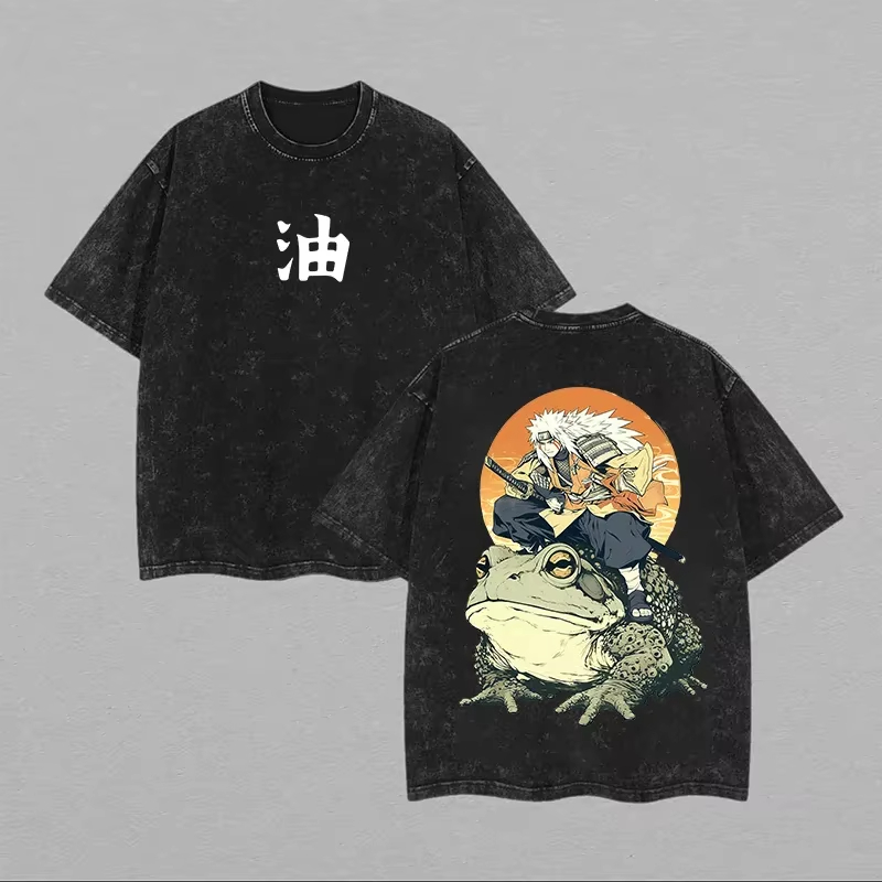Acid Wash Vintage Graphic T Shirt - Kaos Jiraiya 2026 Naruto Toad Sannin