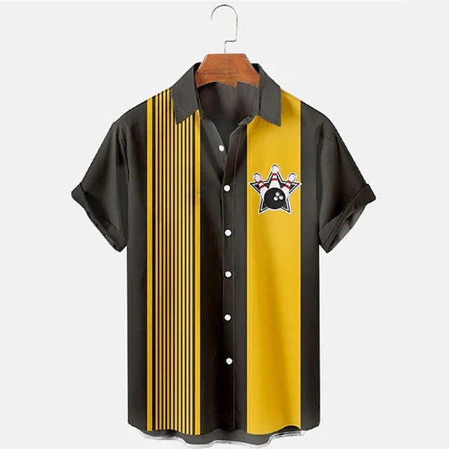 Short Sleeve Bowling Shirt Retro - Kemeja Pria Lengan Pendek Bermotif Bowling