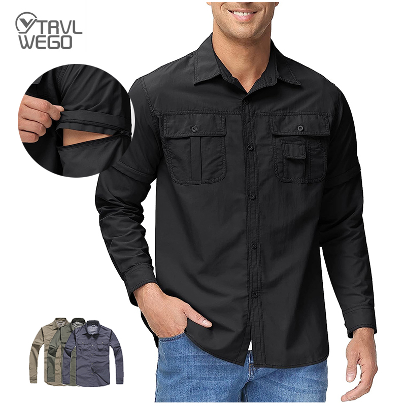 Tactical Military Shirt Cargo - TRVLWEGO Kemeja Pria Mendaki Berkemah Cepat