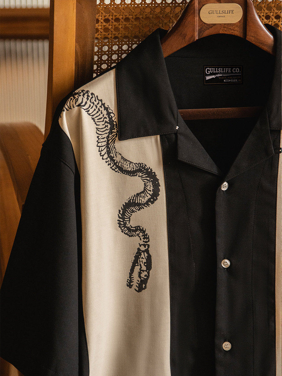 Short Sleeve Bowling Shirt Retro - Kemeja Bowling Lengan Pendek Motif Kerah