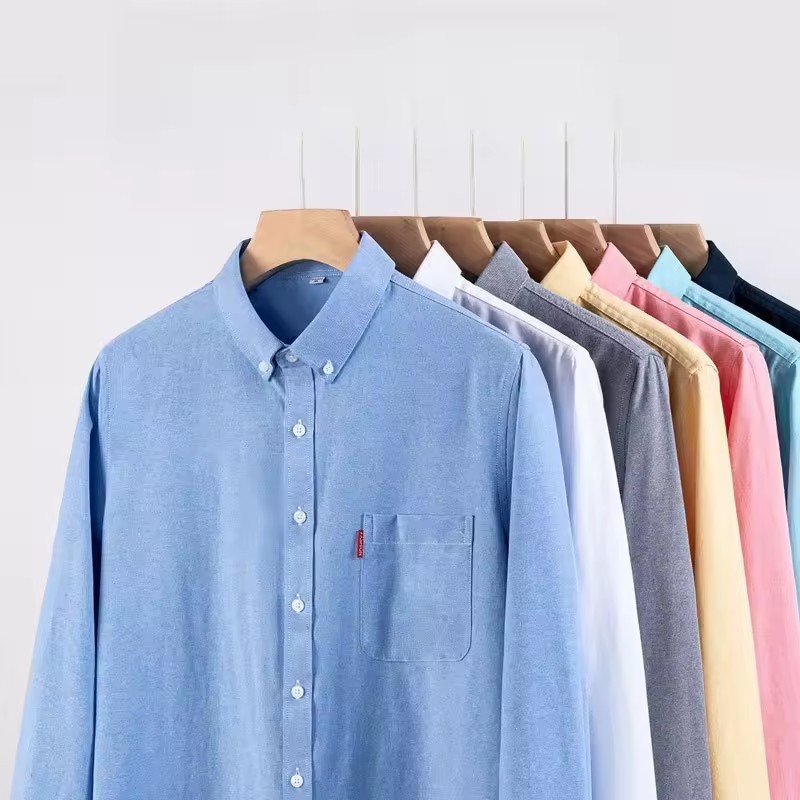 Oxford Cotton Casual Shirt Business - Kemeja Bisnis Pria Katun Murni 100%