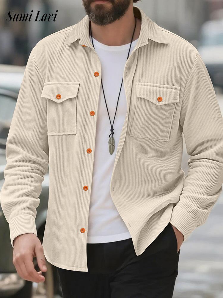Corduroy Button Up Shirt Men - Jaket Kemeja Korduroi Pria Kasual Jaket