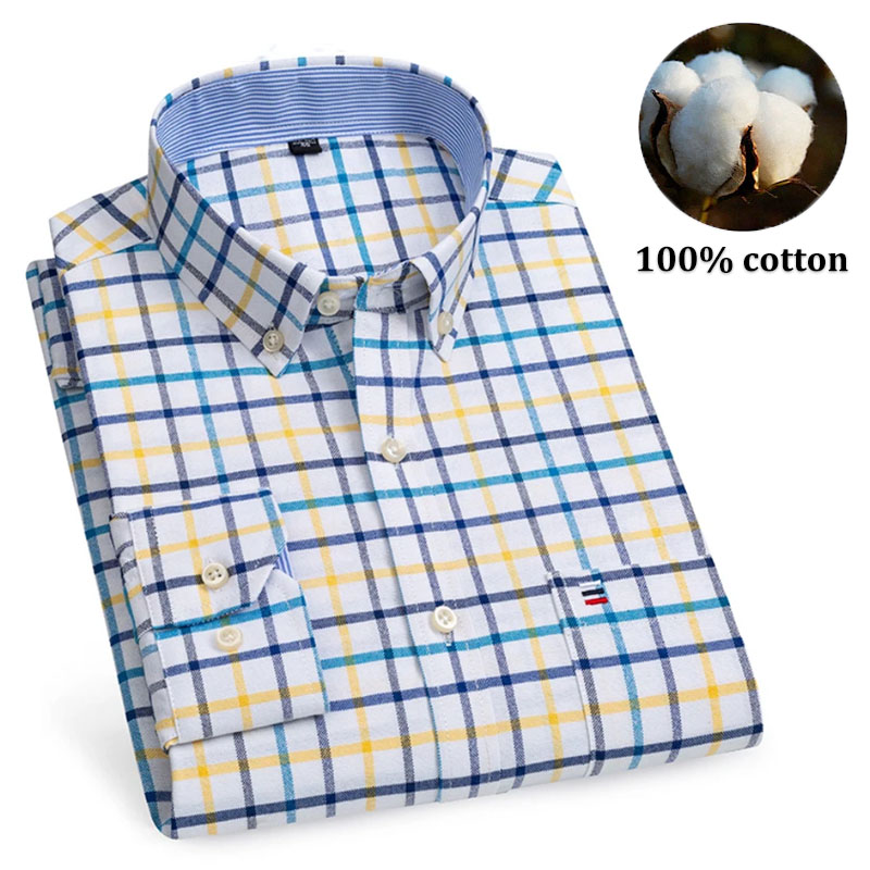 Oxford Cotton Casual Shirt Business - Kemeja Pria 100% Katun Lengan Panjang