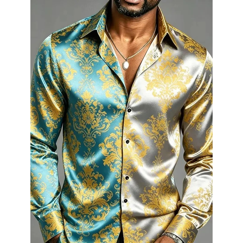 Mens Satin Silk Dress Shirt - Kemeja Pria Lengan Panjang Satin Sutra