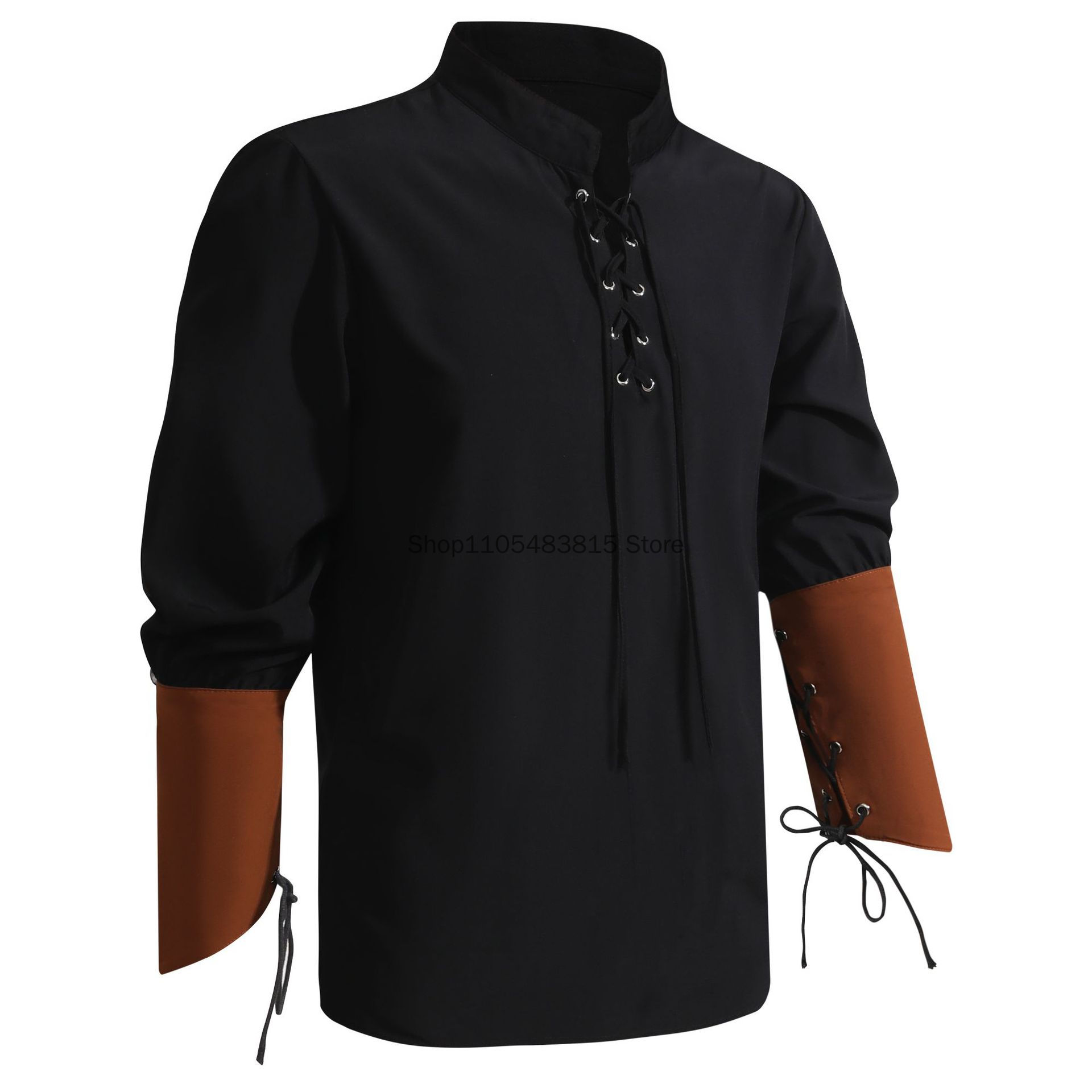 Medieval Gothic Lace Up Pirate Shirt - Kemeja Bajak Laut untuk Pria -