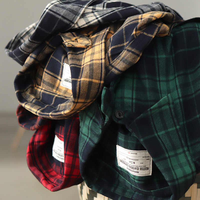 Flannel Plaid Shirt Heavy Weight - Kemeja Kargo Kotak-kotak Kerah Lengan Panjang