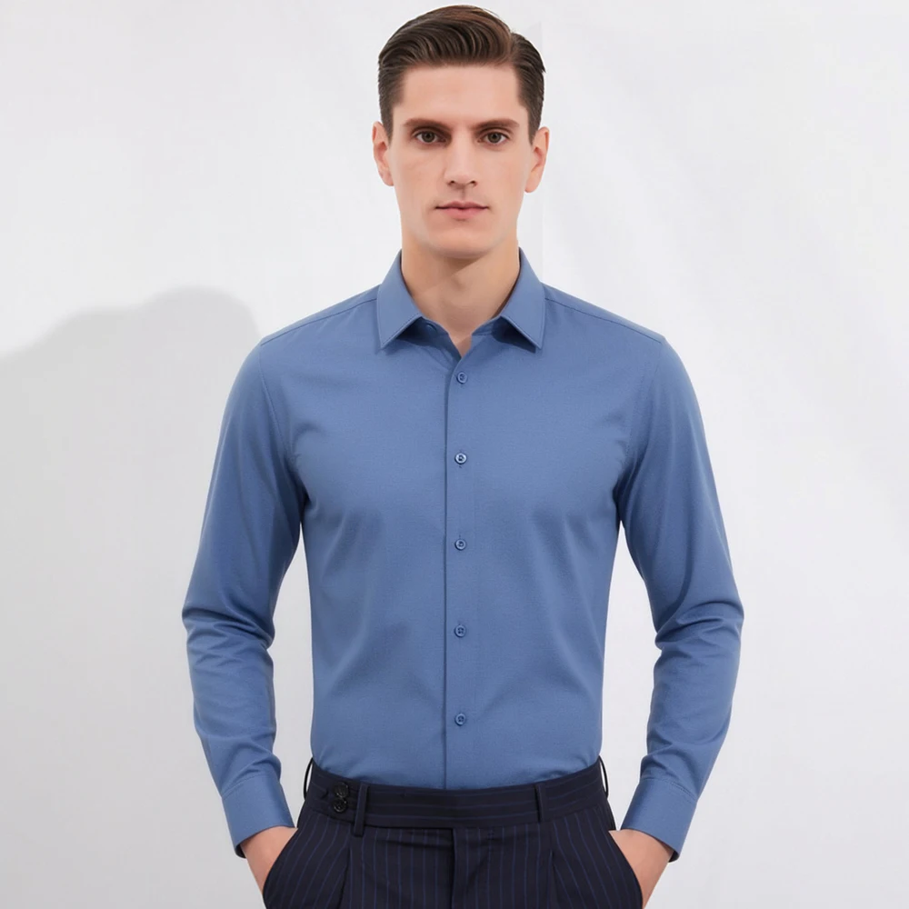 Breathable Bamboo Fiber Shirt Non Iron - Kemeja Kasual Bisnis Lengan Panjang Seperti