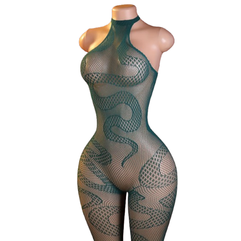 Underwear - Bodysuit Wanita Seksi Motif Kulit Ular