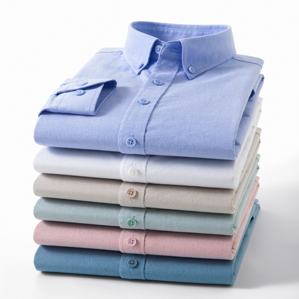 Kemeja Oxford Pria 100% Katun  - Mandarin Collar Formal Shirt Slim Fit ulasan dan harga