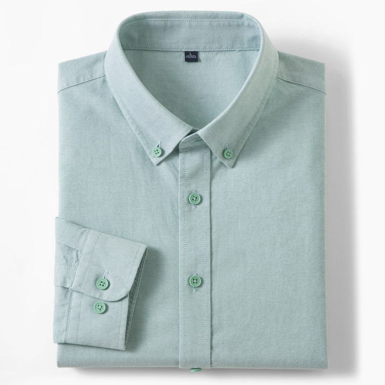 Kemeja Oxford Pria 100% Katun  - Mandarin Collar Formal Shirt Slim Fit ulasan dan harga