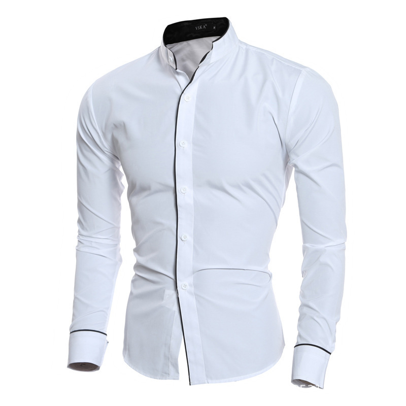 Kemeja Pria Slim Fit Warna Sol - Mandarin Collar Formal Shirt Slim Fit ulasan dan harga