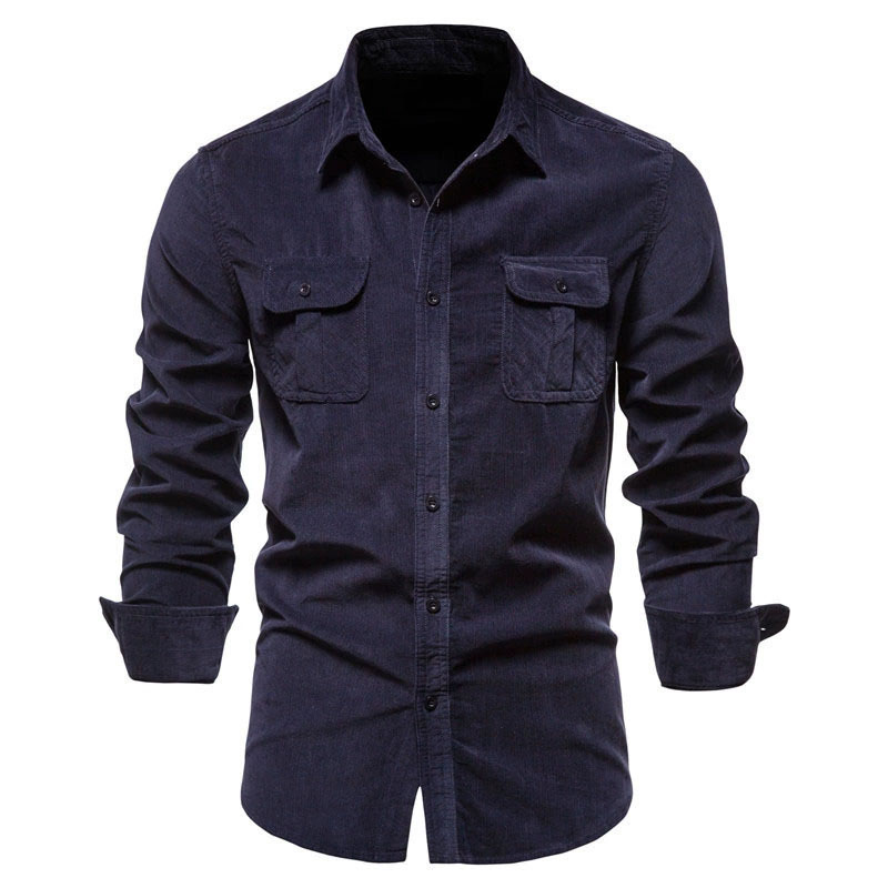 Kemeja Jaket Kasual Pria Bahan - Corduroy Button Up Shirt Men ulasan dan harga