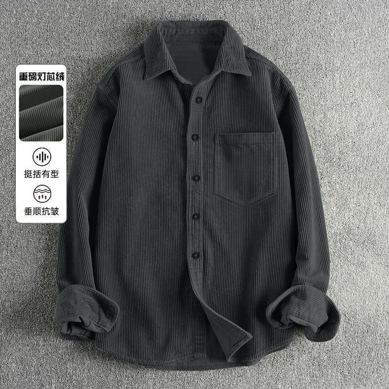 Kemeja Pria Musim Gugur Bahan  - Corduroy Button Up Shirt Men ulasan dan harga