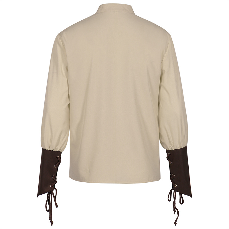 Kemeja Bajak Laut Abad Perteng - Medieval Gothic Lace Up Pirate Shirt ulasan dan harga