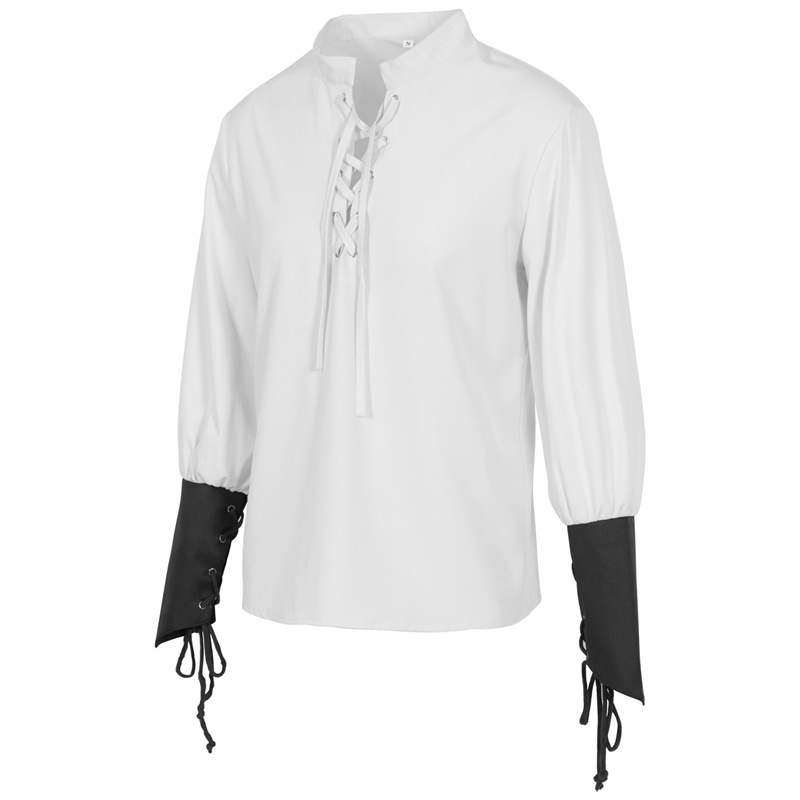 Kemeja Bajak Laut Abad Perteng - Medieval Gothic Lace Up Pirate Shirt ulasan dan harga
