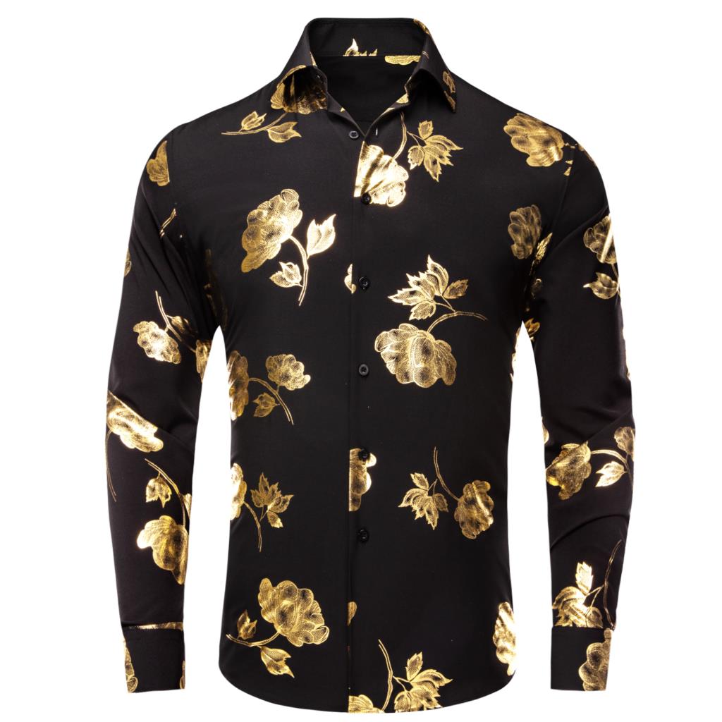 Kemeja pria lengan panjang, ke - Mens Satin Silk Dress Shirt ulasan dan harga
