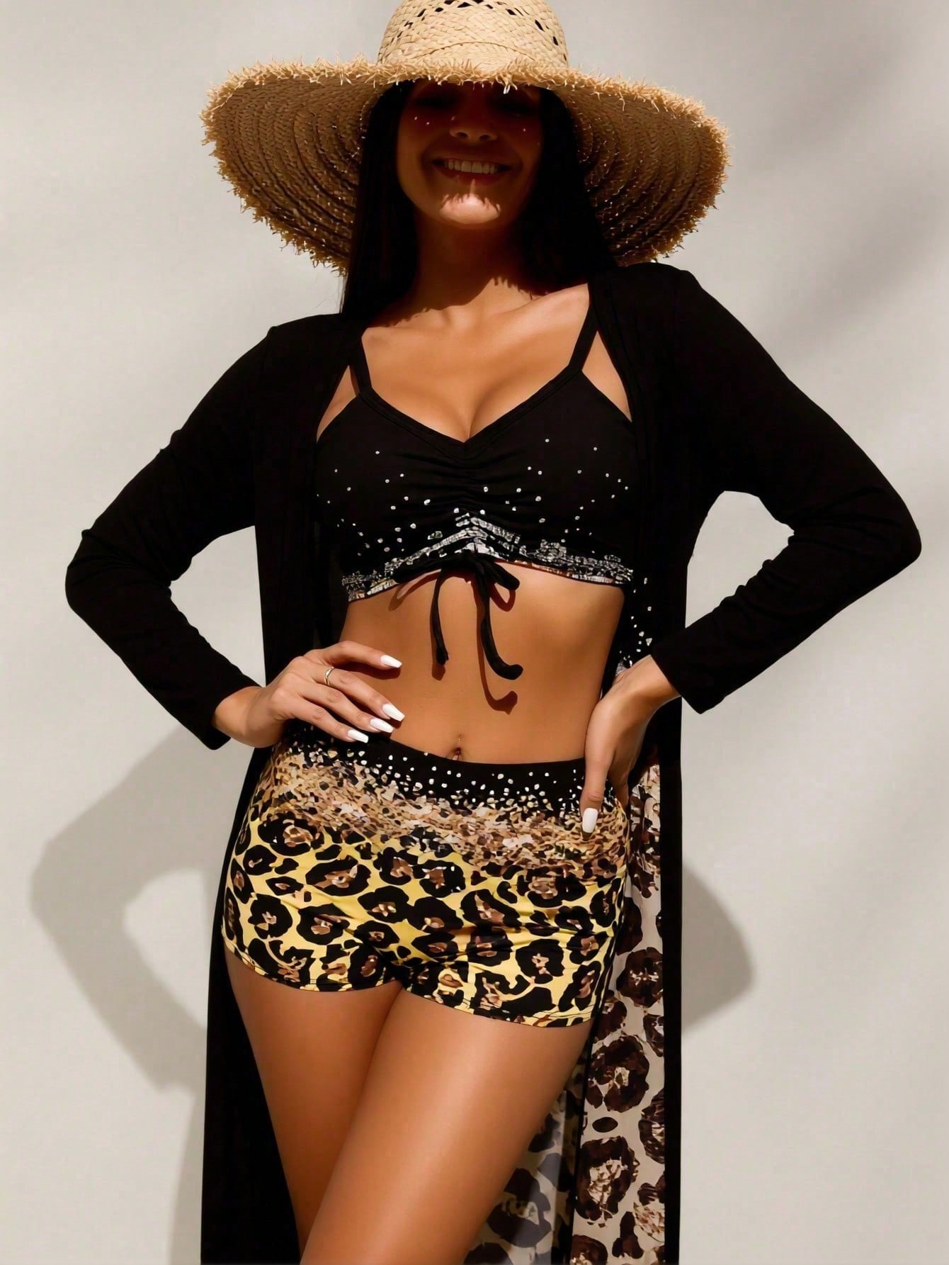 Atasan Bikini Wanita Hitam Ber - Shorts ulasan dan harga