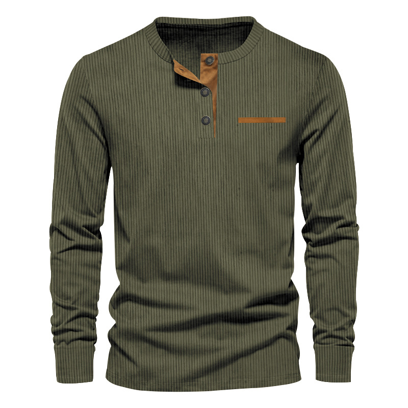Kaus lengan panjang pria baru  - Corduroy Button Up Shirt Men ulasan dan harga
