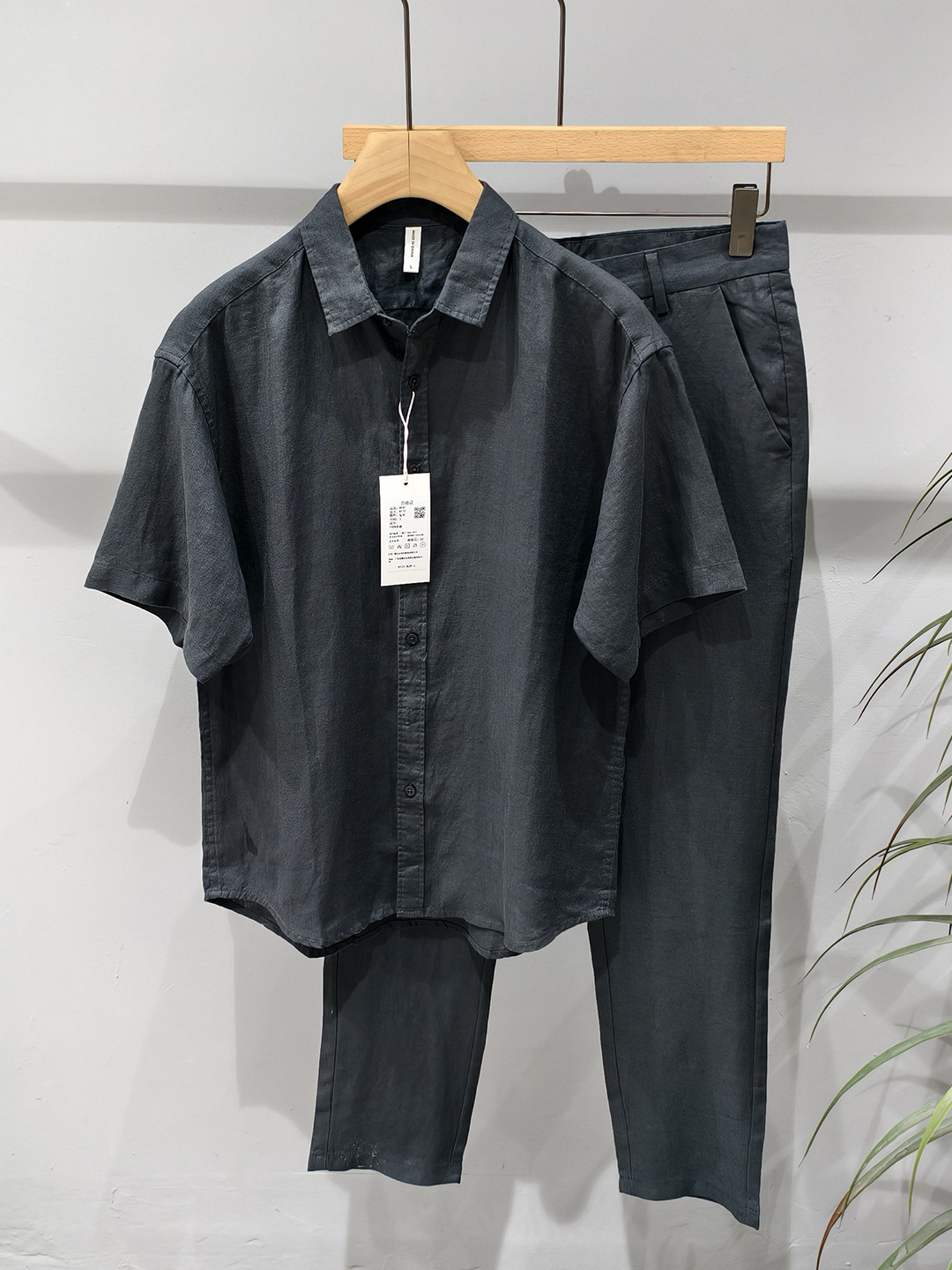 Setelan Kasual Lengan Pendek L - Mens Linen Shirt Long Sleeve ulasan dan harga