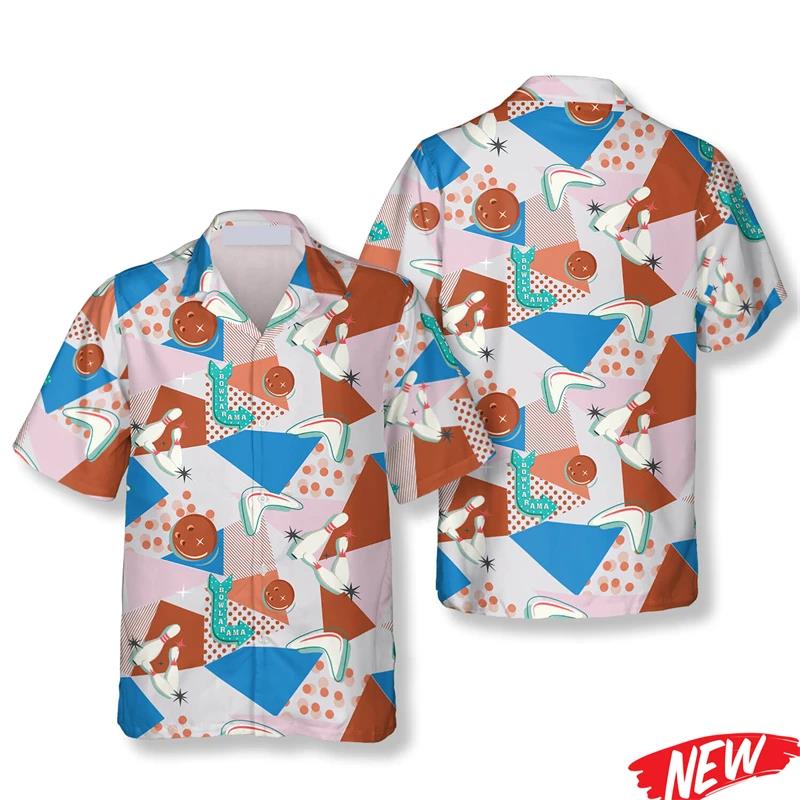Kemeja Hawaii Pola Bowling Kla - Short Sleeve Bowling Shirt Retro ulasan dan harga