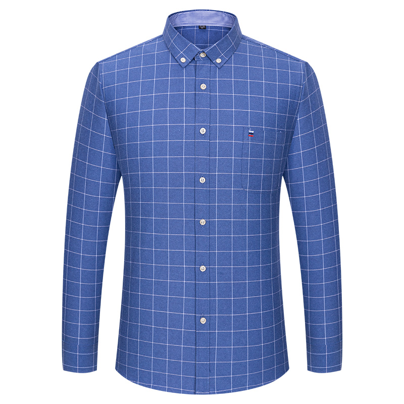Kemeja kotak-kotak bergaris pr - Oxford Cotton Casual Shirt Business ulasan dan harga
