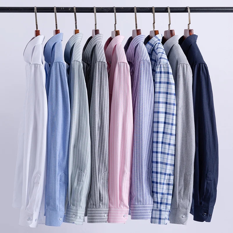 Kemeja kotak-kotak bergaris pr - Oxford Cotton Casual Shirt Business ulasan dan harga