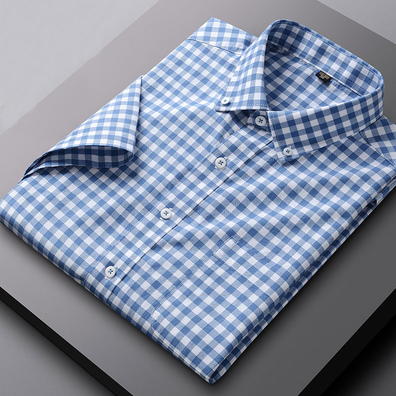 Baju Oxford lengan pendek pria - Oxford Cotton Casual Shirt Business ulasan dan harga