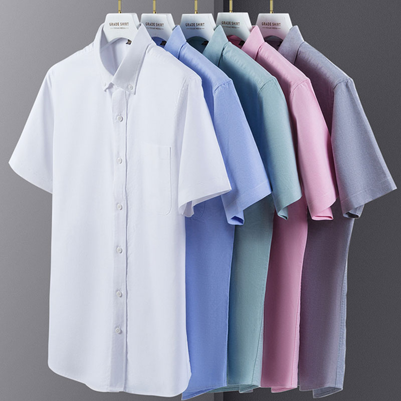 Baju Oxford lengan pendek pria - Oxford Cotton Casual Shirt Business ulasan dan harga