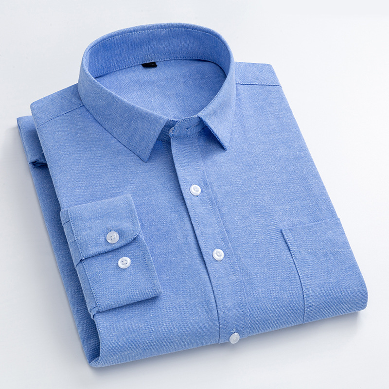 Kemeja Oxford Biru Navy Pria L - Oxford Cotton Casual Shirt Business ulasan dan harga