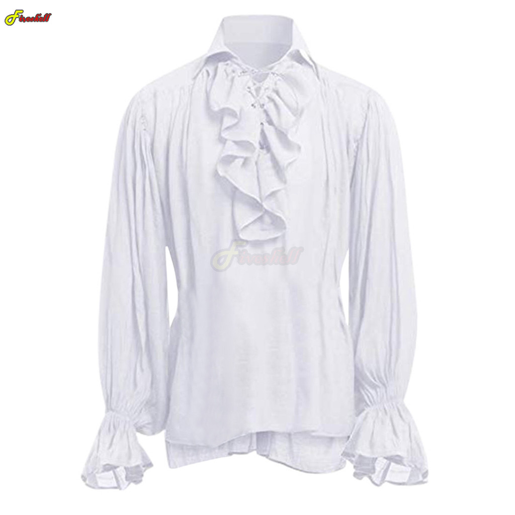 Kaus Bajak Laut Renda Hallowee - Medieval Gothic Lace Up Pirate Shirt ulasan dan harga