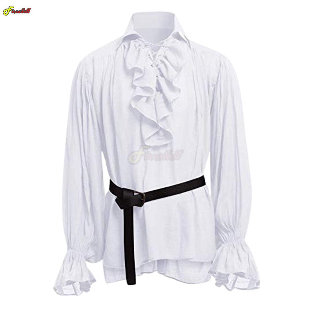 Kaus Bajak Laut Renda Hallowee - Medieval Gothic Lace Up Pirate Shirt ulasan dan harga