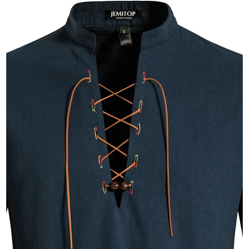 Kemeja Bajak Laut Pria Viking  - Medieval Gothic Lace Up Pirate Shirt ulasan dan harga