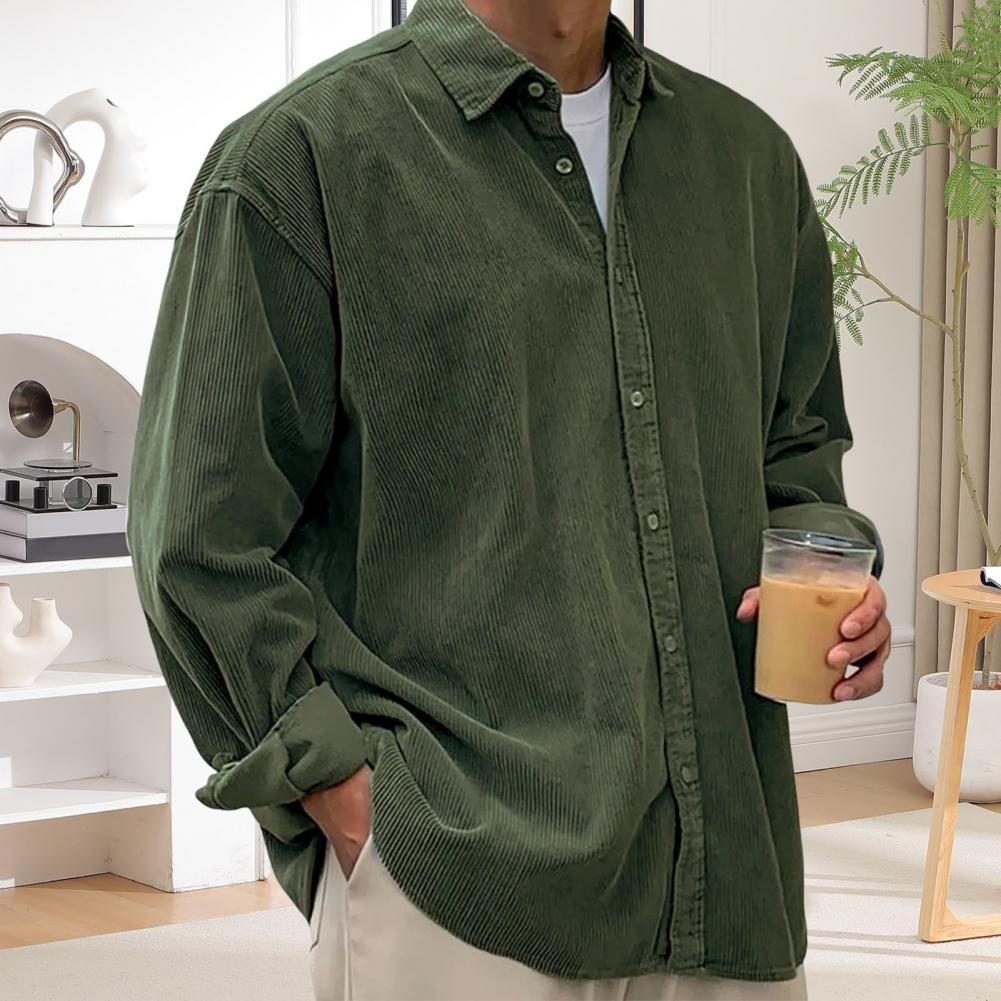 Kemeja Pria Kasual Outdoor War - Corduroy Button Up Shirt Men ulasan dan harga