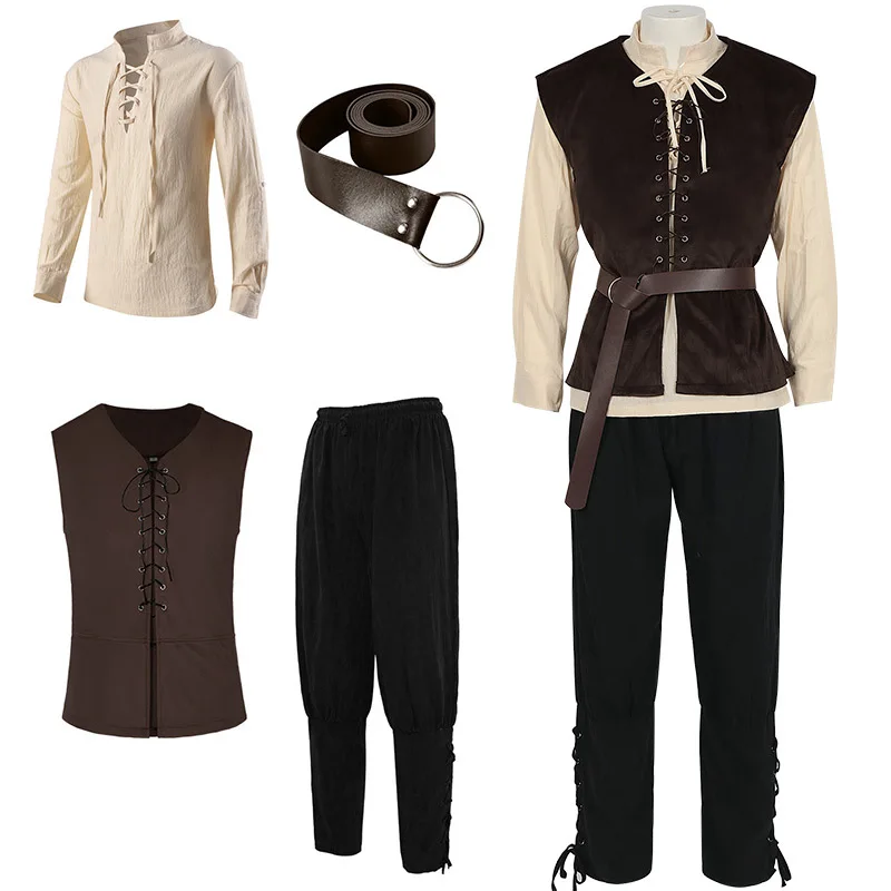 Kemeja Abad Pertengahan Gotik  - Medieval Gothic Lace Up Pirate Shirt ulasan dan harga