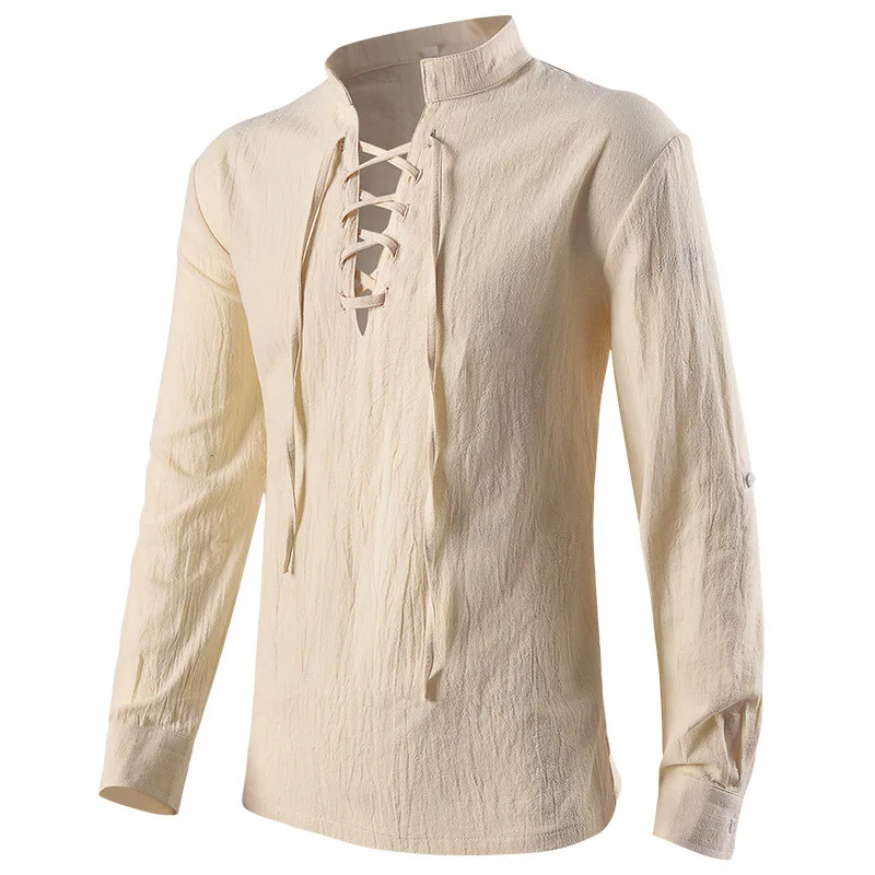 Kemeja Abad Pertengahan Gotik  - Medieval Gothic Lace Up Pirate Shirt ulasan dan harga