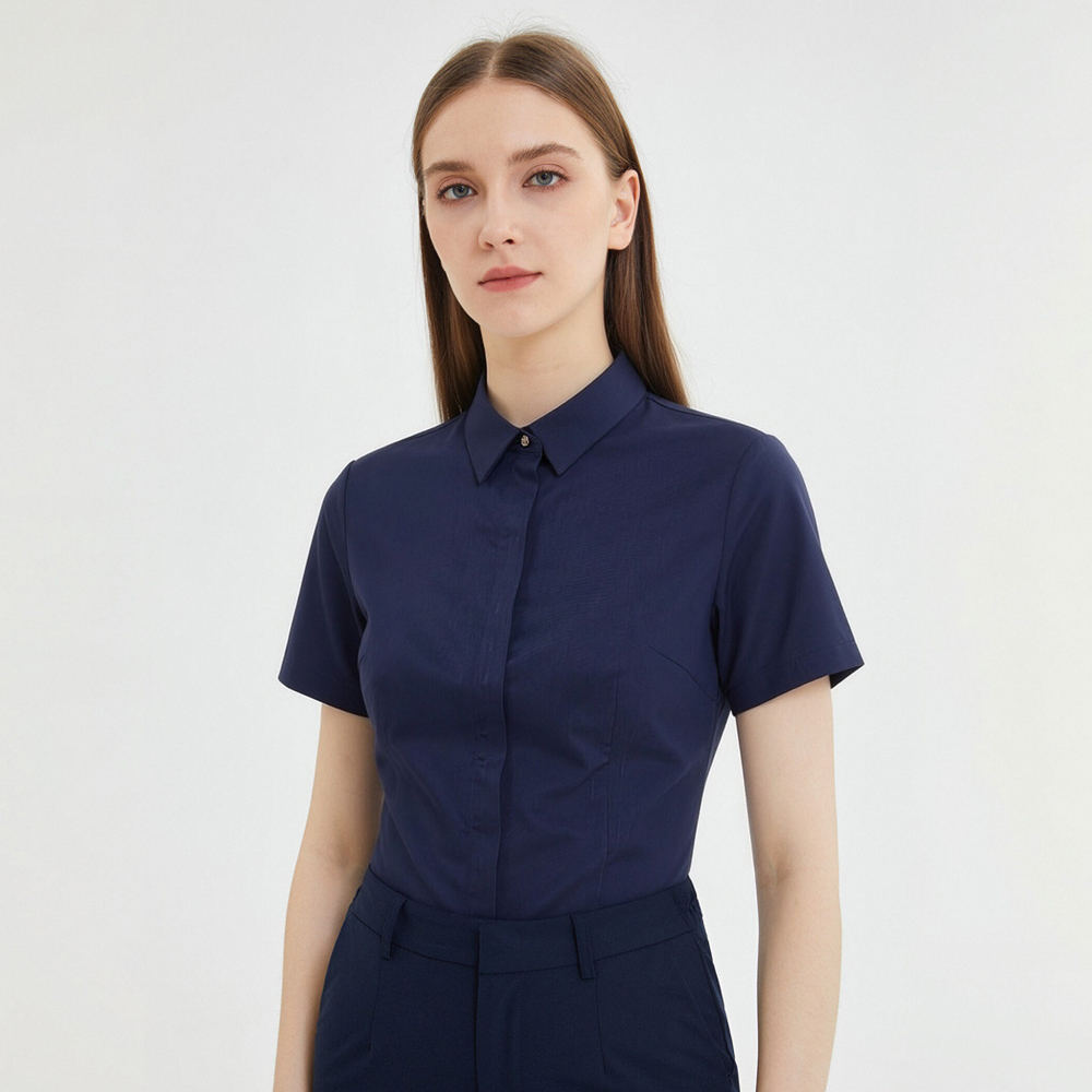 Blus Wanita Lengan Pendek Anti - Breathable Bamboo Fiber Shirt Non Iron ulasan dan harga