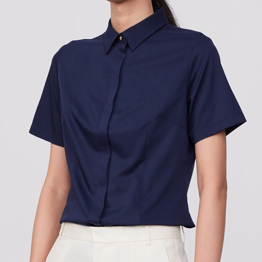 Blus Wanita Lengan Pendek Anti - Breathable Bamboo Fiber Shirt Non Iron ulasan dan harga