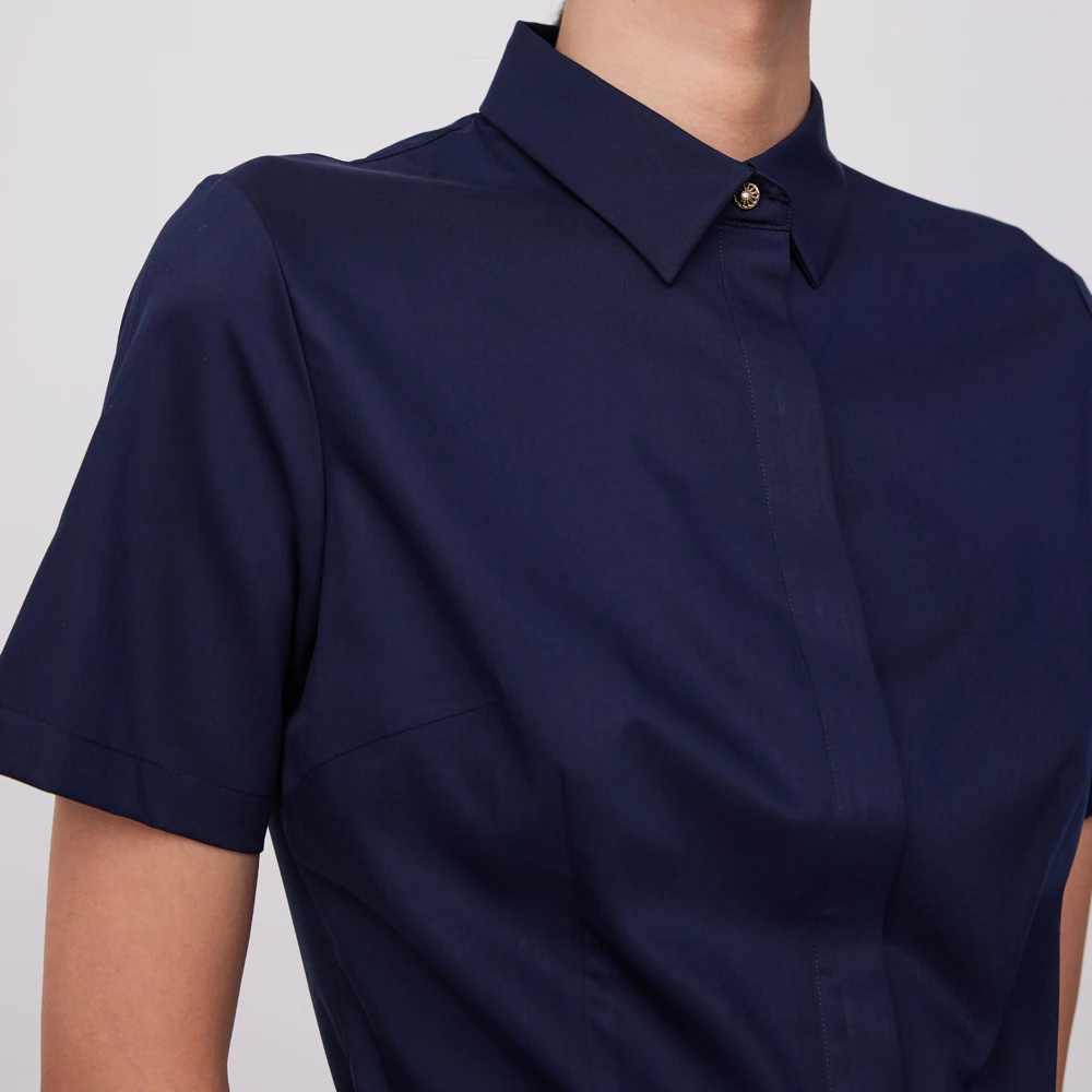 Blus Wanita Lengan Pendek Anti - Breathable Bamboo Fiber Shirt Non Iron ulasan dan harga