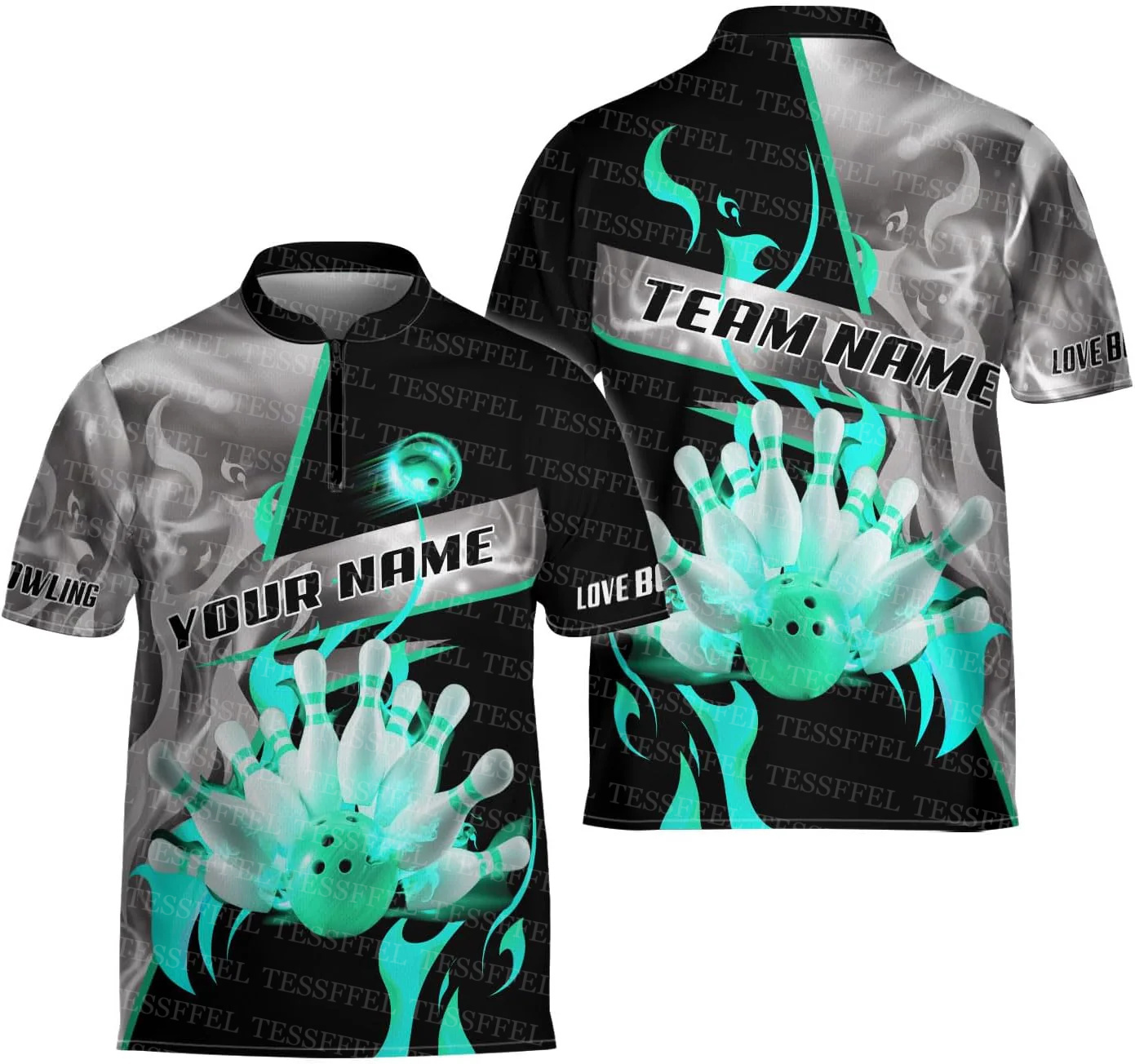 Nama Kustom Graffiti Api Strik - Short Sleeve Bowling Shirt Retro ulasan dan harga