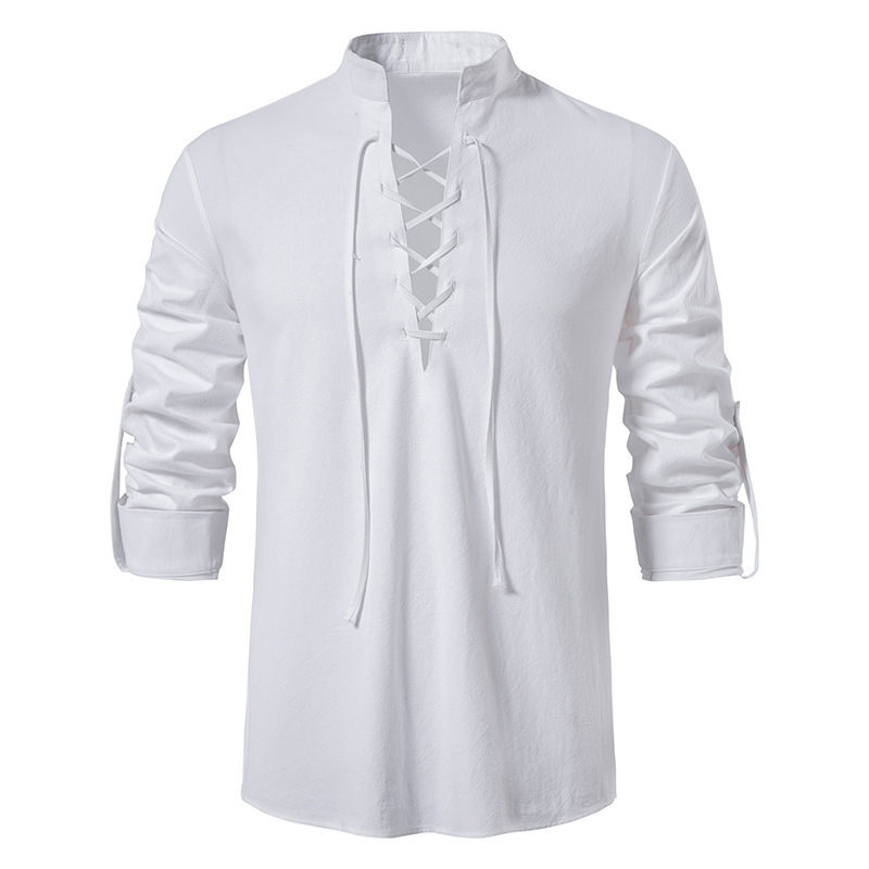 Kemeja Pria Abad Pertengahan B - Mens Linen Shirt Long Sleeve ulasan dan harga