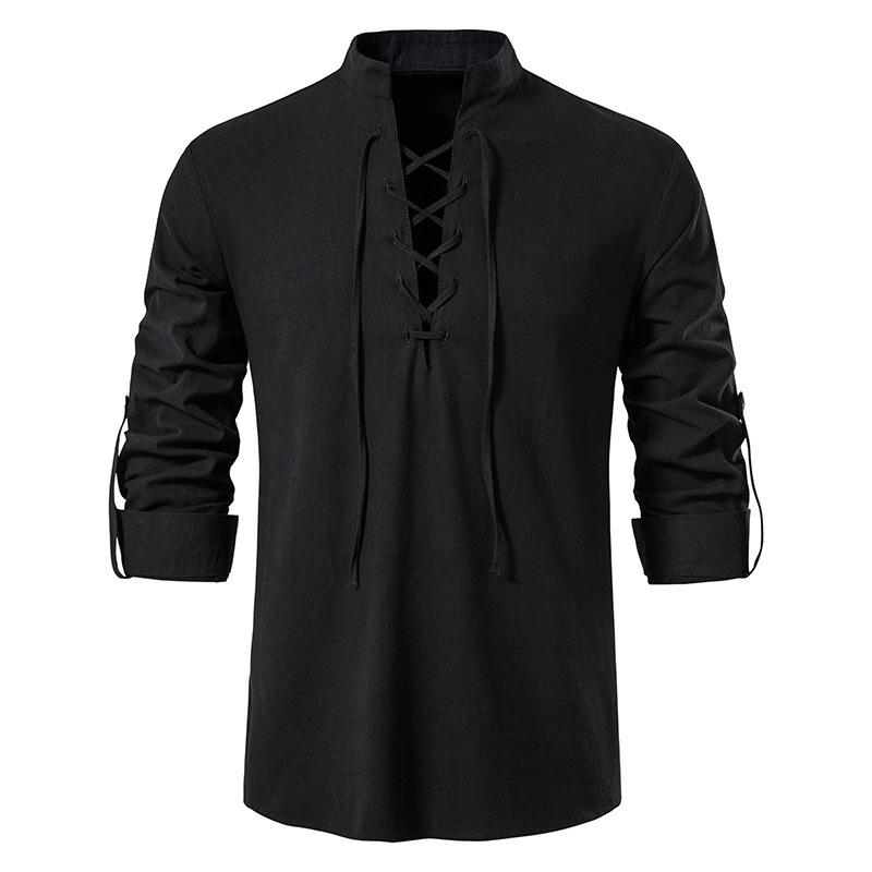 Kemeja Pria Abad Pertengahan B - Mens Linen Shirt Long Sleeve ulasan dan harga