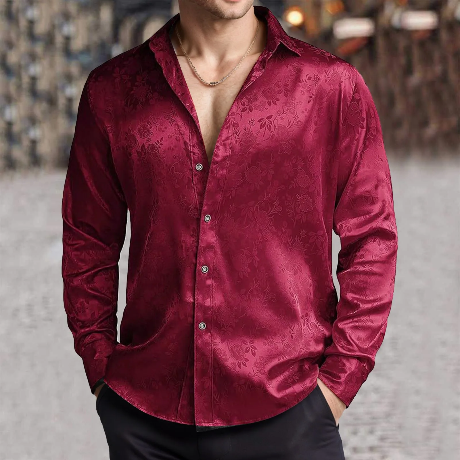 Kemeja Satin Sutra Imitasi Pri - Mens Satin Silk Dress Shirt ulasan dan harga