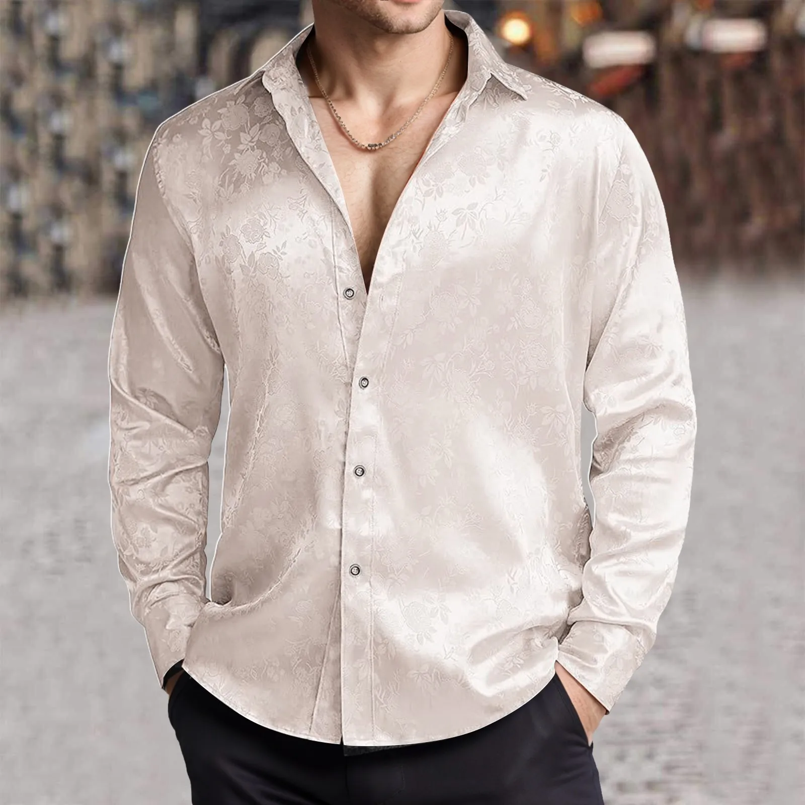 Kemeja Satin Sutra Imitasi Pri - Mens Satin Silk Dress Shirt ulasan dan harga
