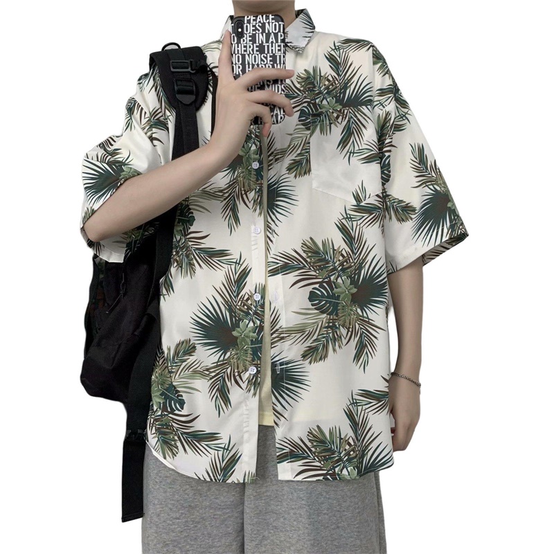 Baju musim panas lengan pendek - Vintage Hawaiian Floral Shirt ulasan dan harga