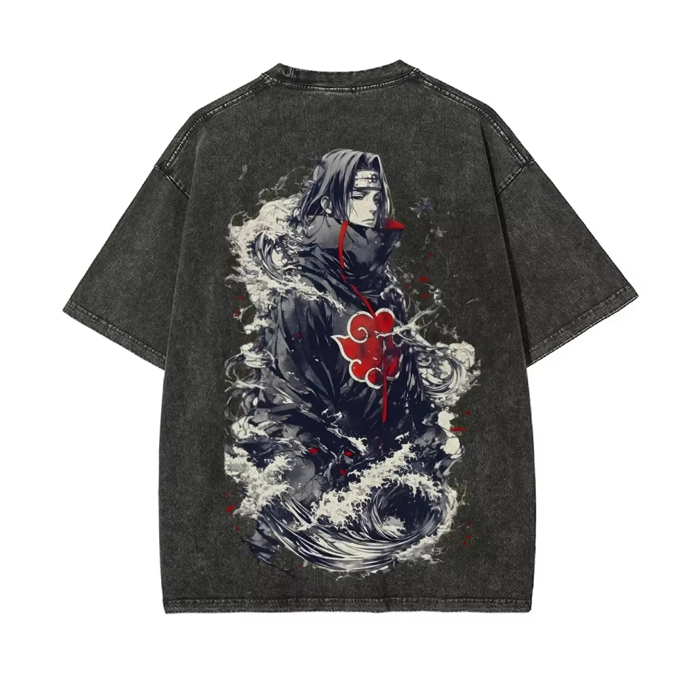 Kaos Naruto Itachi Uchiha Akat - Acid Wash Vintage Graphic T Shirt ulasan dan harga
